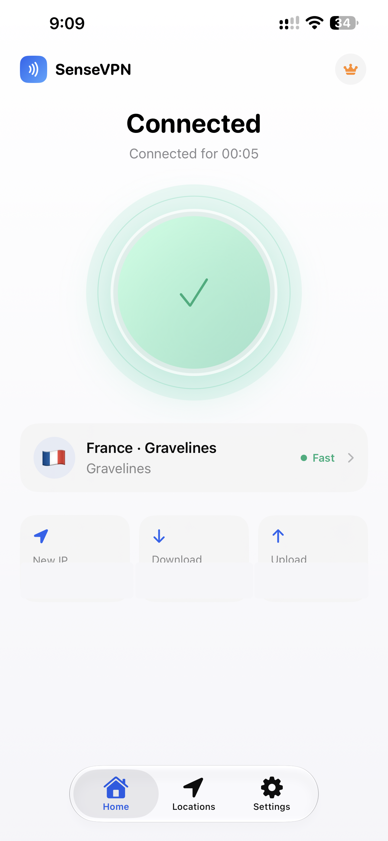 SenseVPN connected to France.